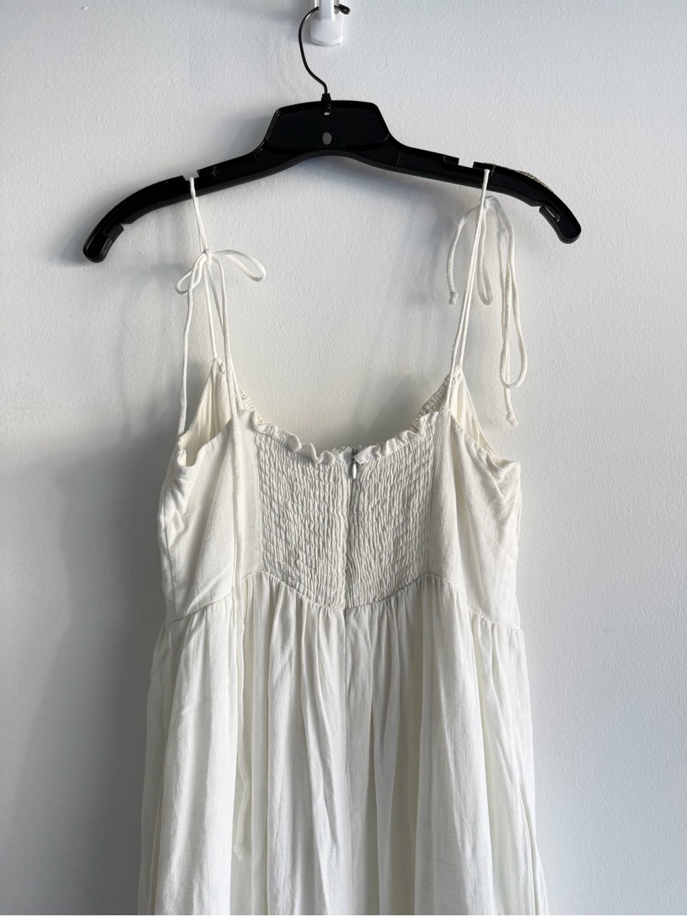 NIA White Linen Blend Tie Strap Maxi Dress Size Small Coastal Boho 8326 - Picture 6 of 11